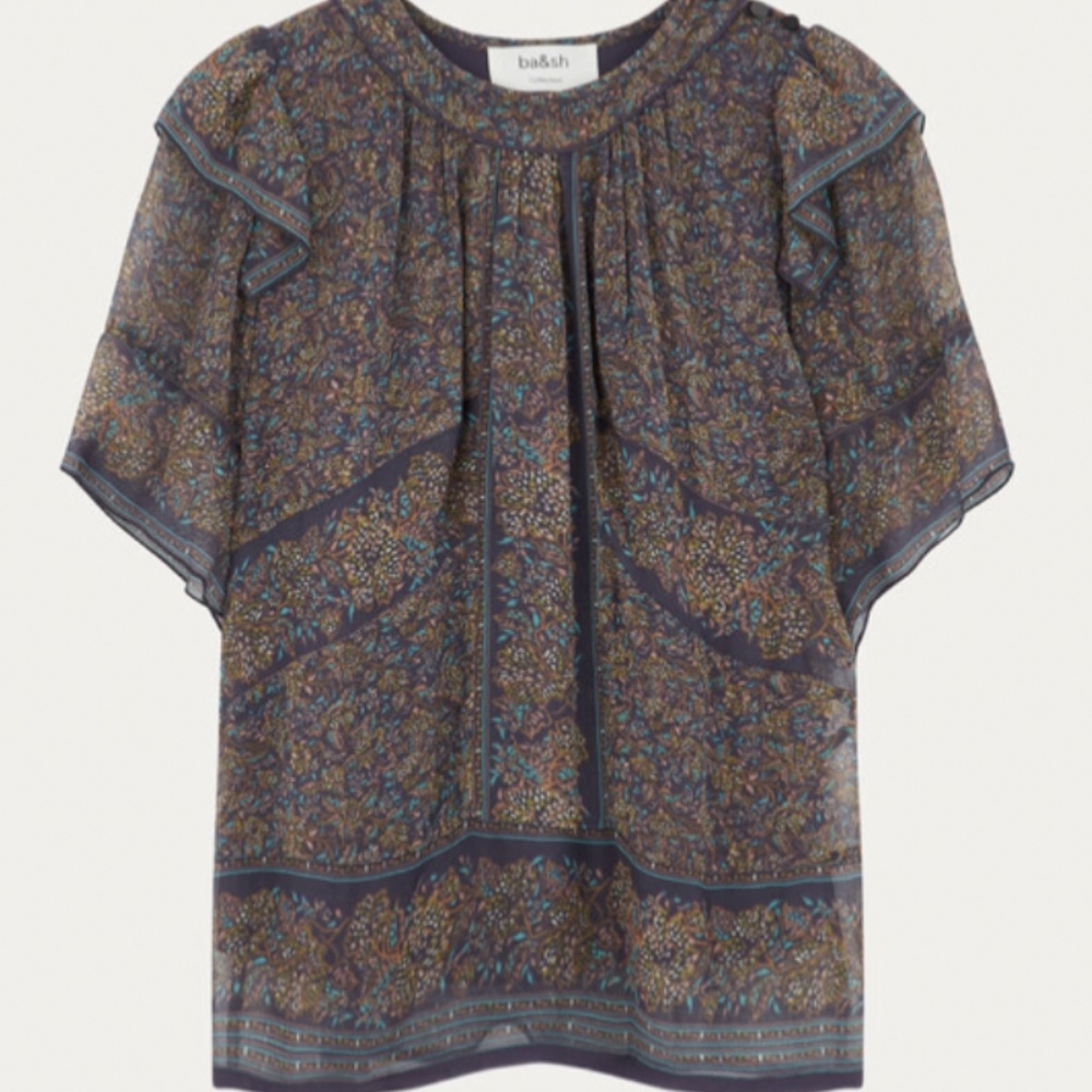 ba&sh Multicolor Floral Short Sleeve Top